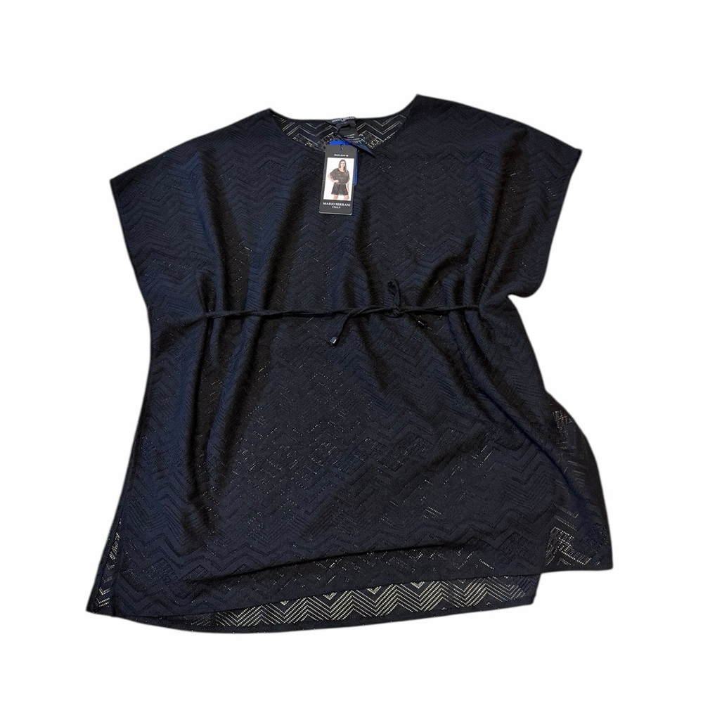 💙🌼NWT MARIO SERRANI BEACH COVER UP Black Chevron Patterned Top